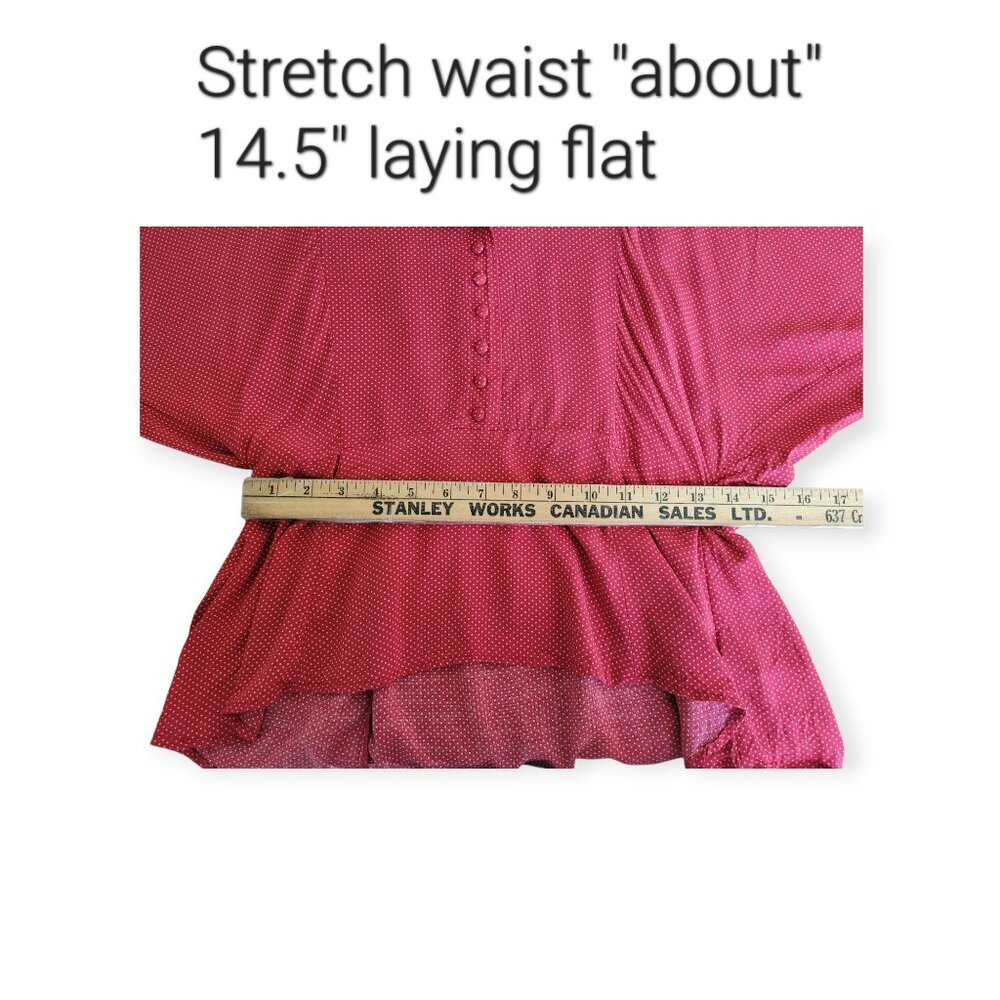 Anthropologie Maeve Red White Polka Dot Dolman Sleeve Blouse Sz S EUC - Picture 10 of 10